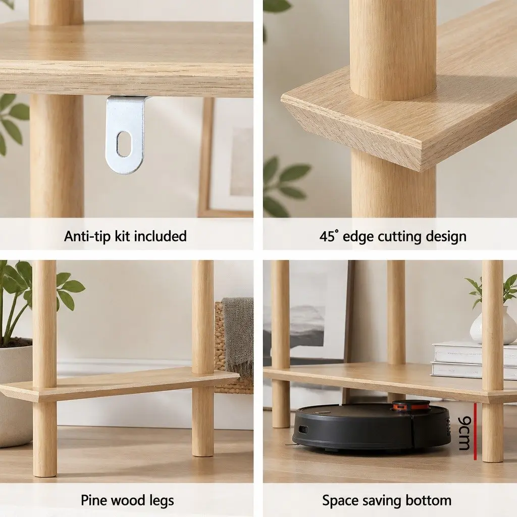 5 Tier Bookshelf Storage Rack Display Stand Living Room Organiser Pine