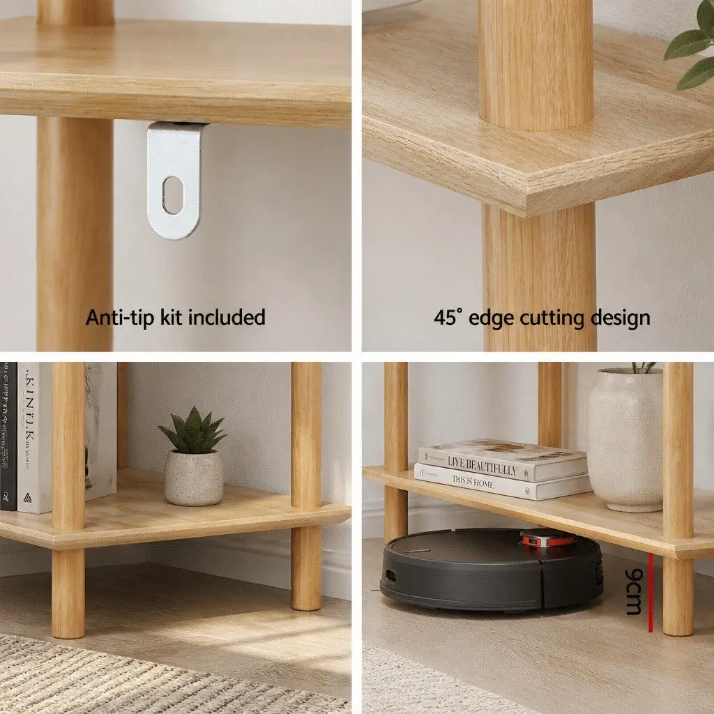3-Tier Bookshelf Display Stand Storage Rack Wooden Shelves Pine Colour