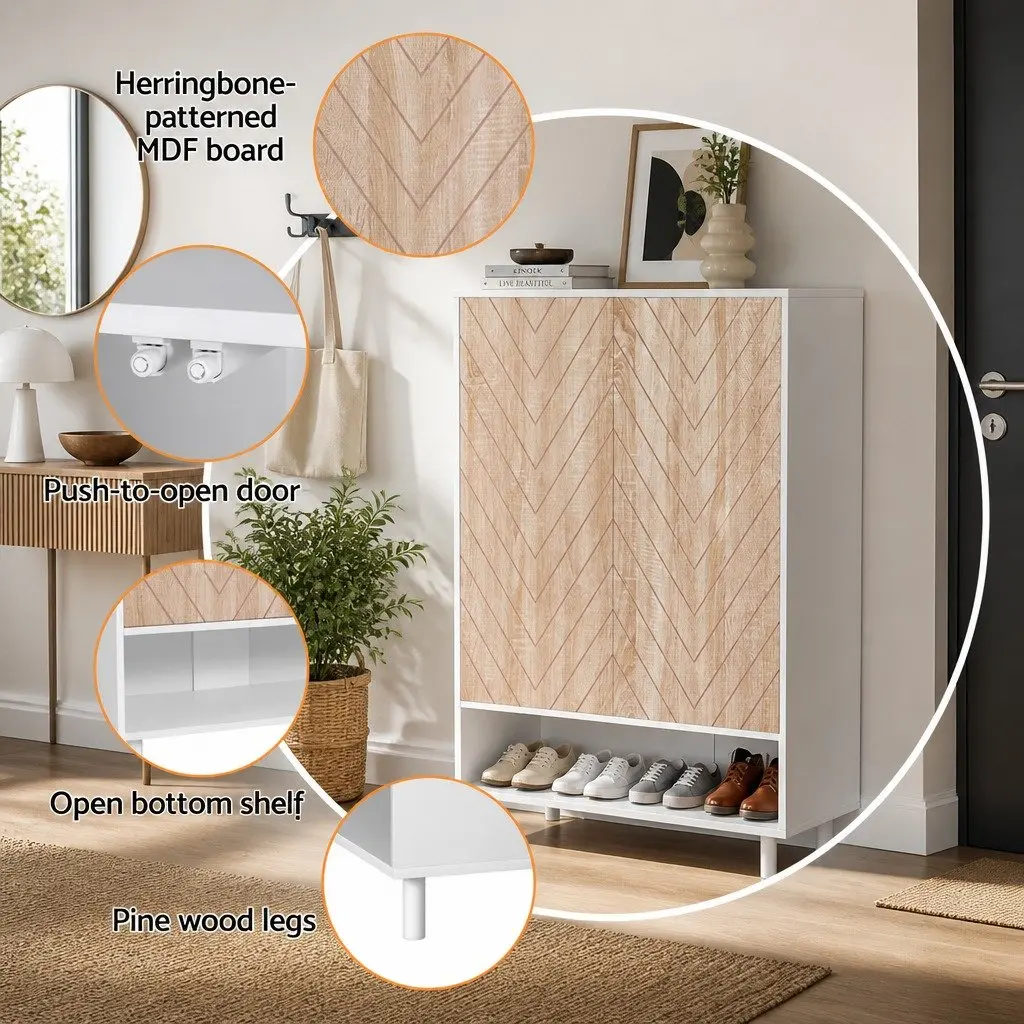 Shoe Rack Cabinet 6-Tier Storage Organizer 24 Pairs White