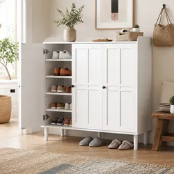 8-Tier Shoe Rack Cabinet White Adjustable Shelves Entryway Storage Organiser
