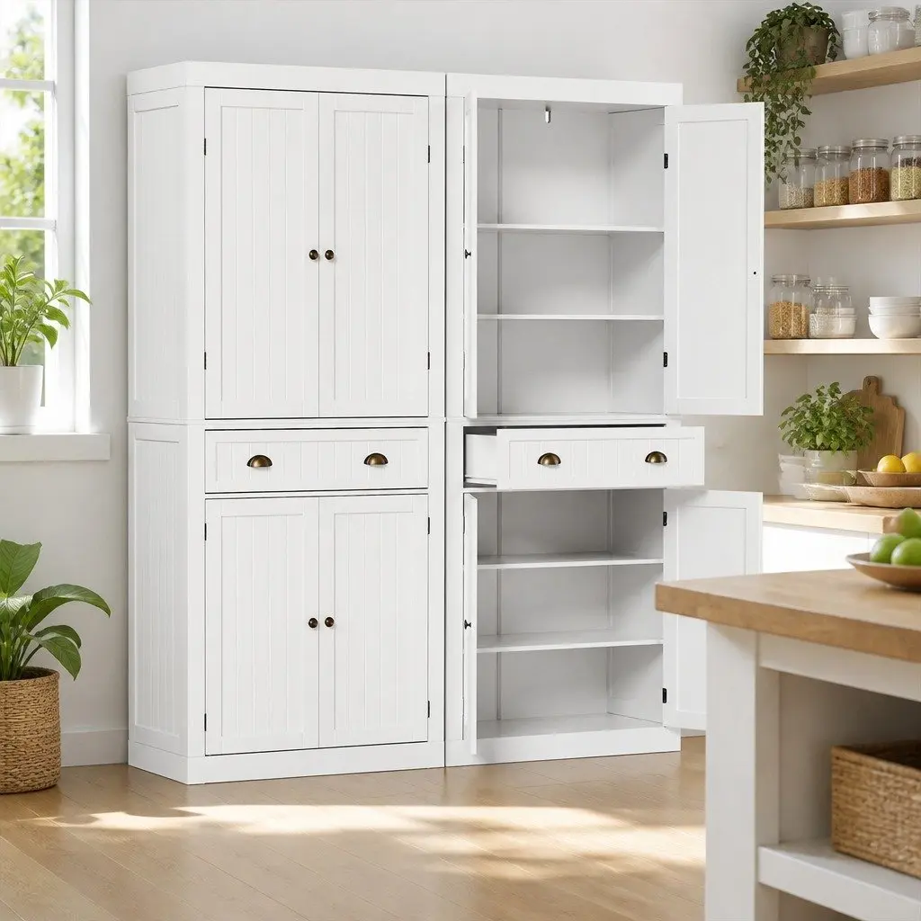 White 6-Tier Storage Cabinets for Home Organization
