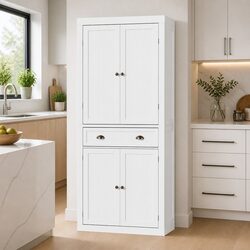 Buffet Sideboard Cupboard Cabinet White 6-Tier Storage Dining Room Furniture