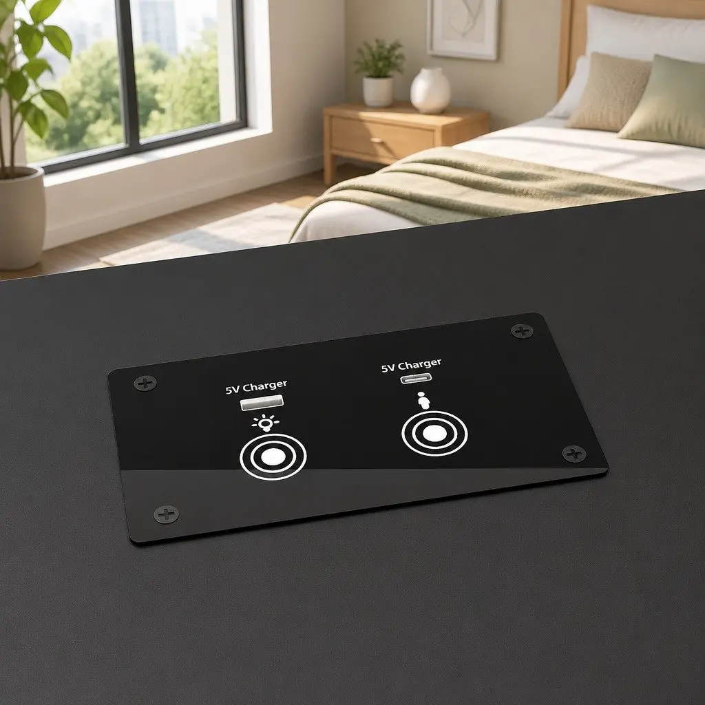 Black Bedside Table with Laptop Tray