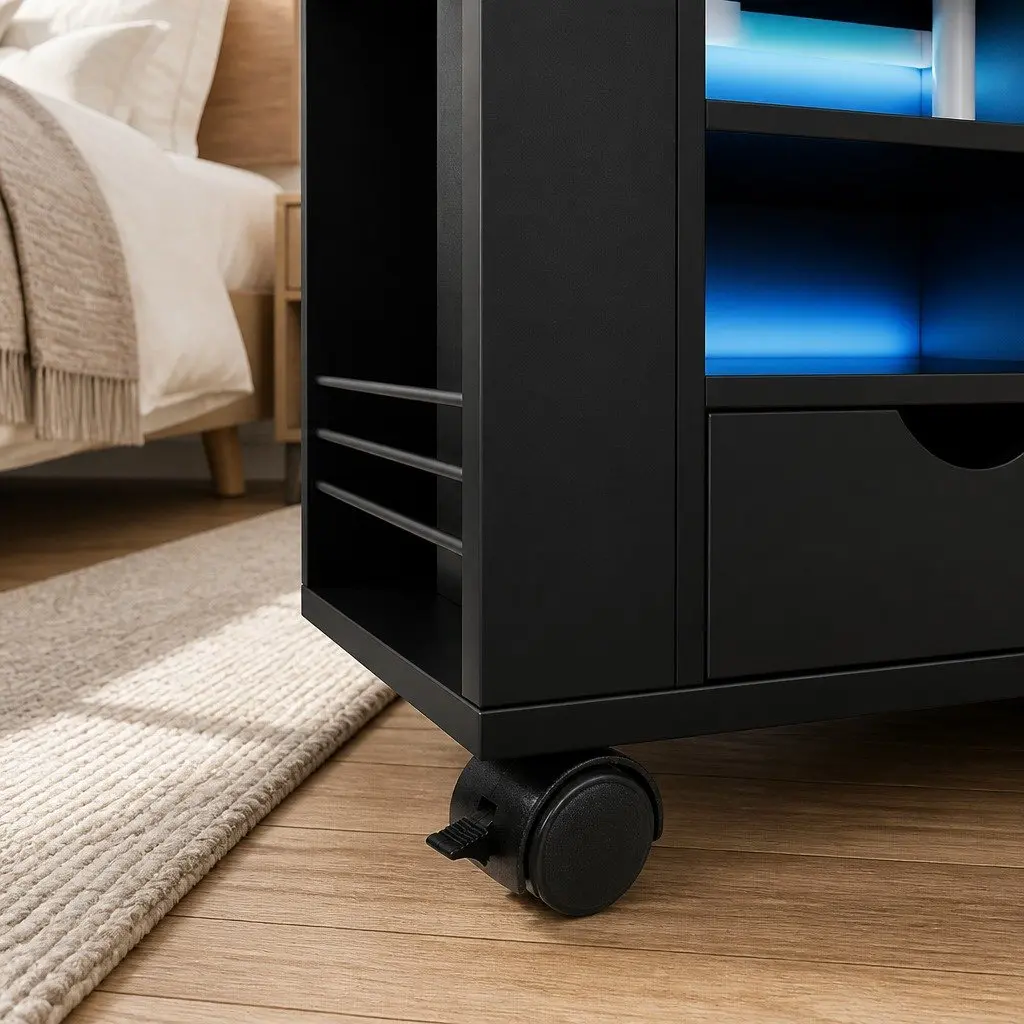Black Bedside Table with Laptop Tray