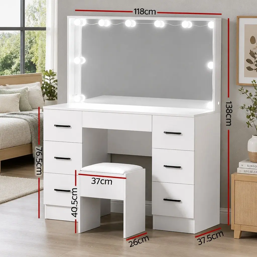 Dressing Table Set with LED Lighting and Storage