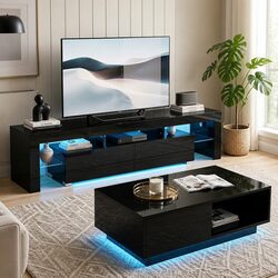 Practical Black TV Entertainment Unit & Coffee Table