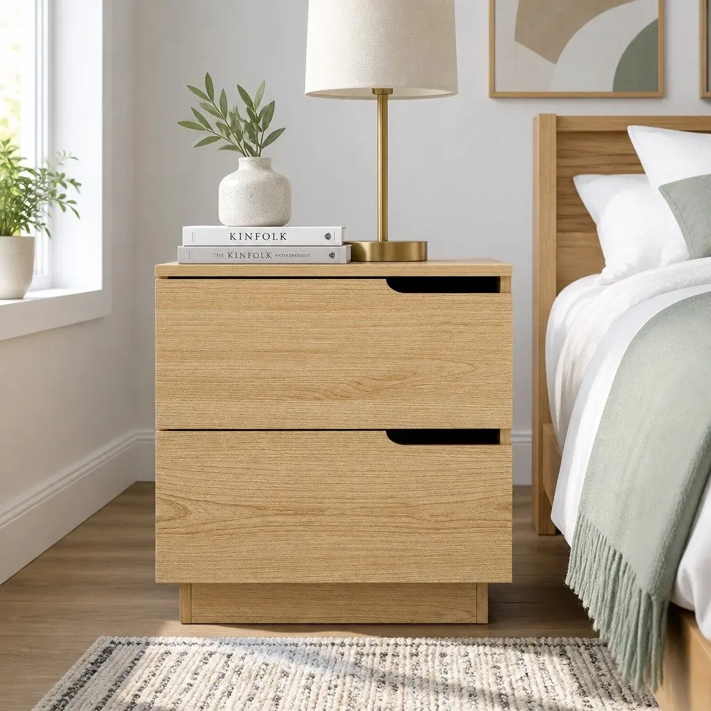 Bedside Table with Two Easy-Access Drawers