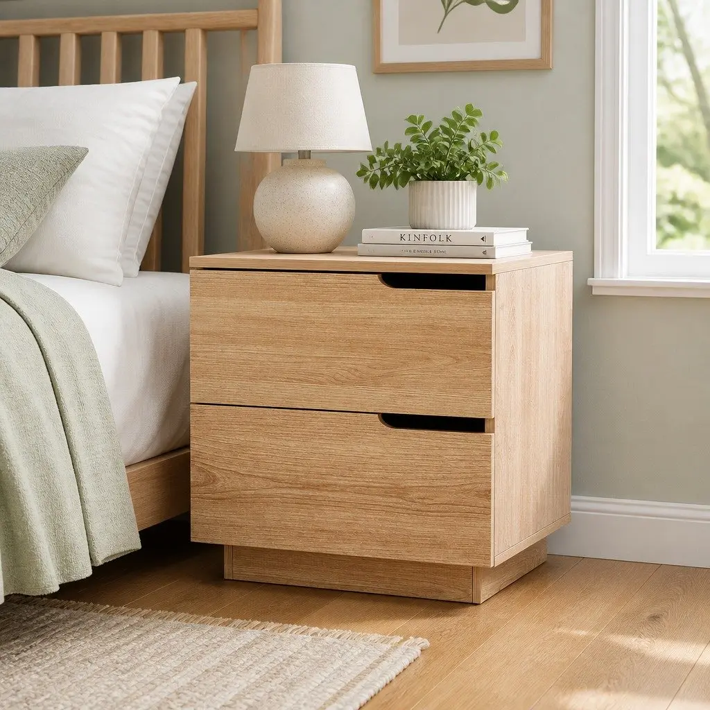 Bedside Table with Two Easy-Access Drawers