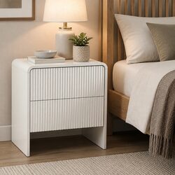 Compact Beige 2-Drawer Bedside Table for Modern Living