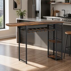 Versatile Extendable Bar Table with Wine Rack for Easy Use
