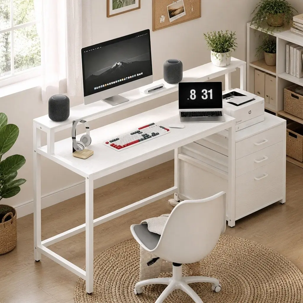 Computer Desk Home Office Study Table 160cm White