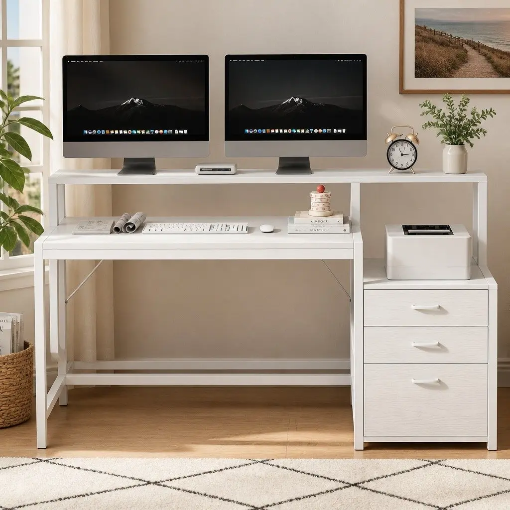 Computer Desk Home Office Study Table 160cm White