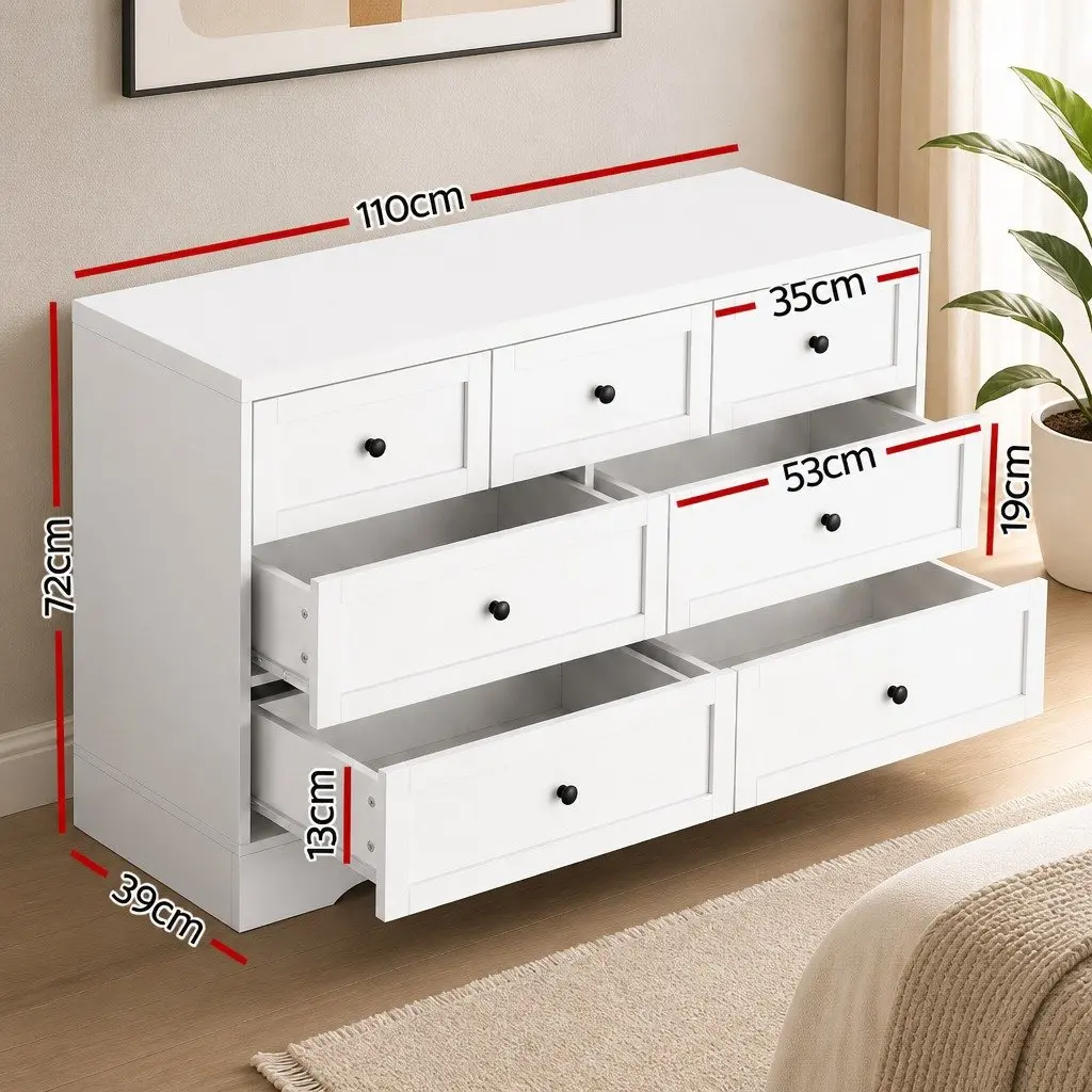 7 Drawer Chest Dresser Storage Cabinet White