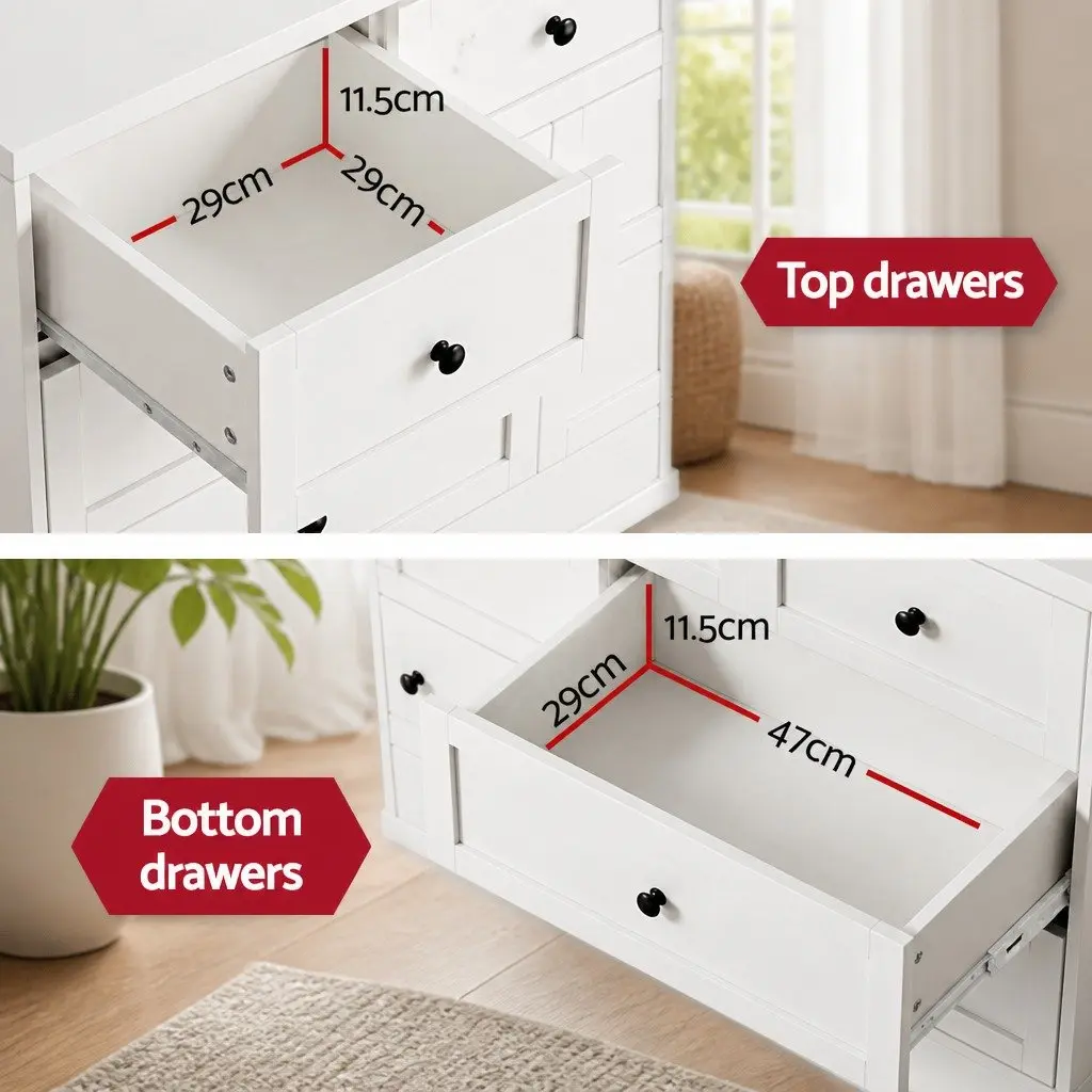7 Drawer Chest Dresser Storage Cabinet White