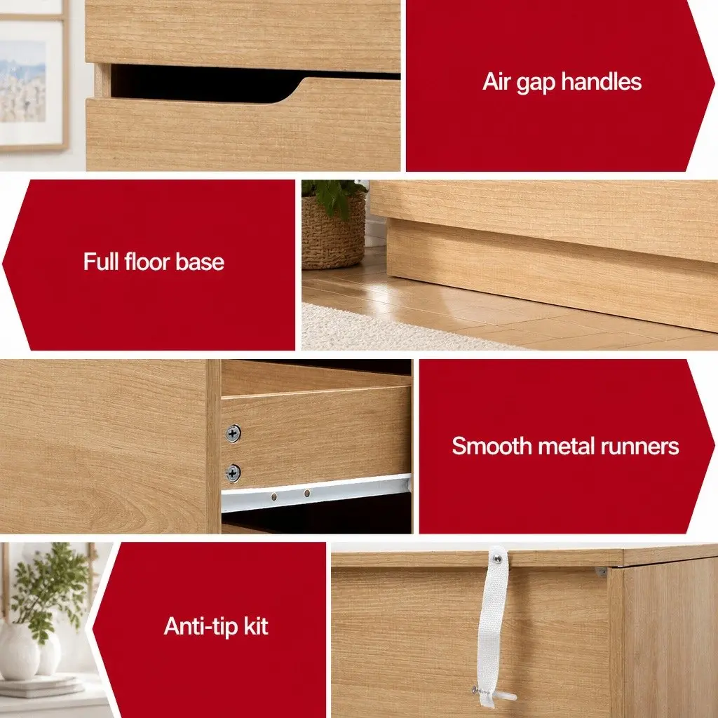 6 Drawer Chest of Drawers Dresser Storage Cabinet Bedroom Furniture Pine