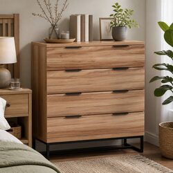 Warm 4-Drawer Chest of Drawers for Family Spaces