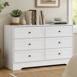Value-Driven White Chest of Drawers with 6 Spacious Drawers