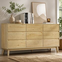 Practical 9 Drawer Chest for Bedroom - Pine Natural Finish