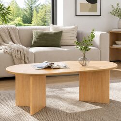 Practical Oval Coffee Table with Natural Pine Finish