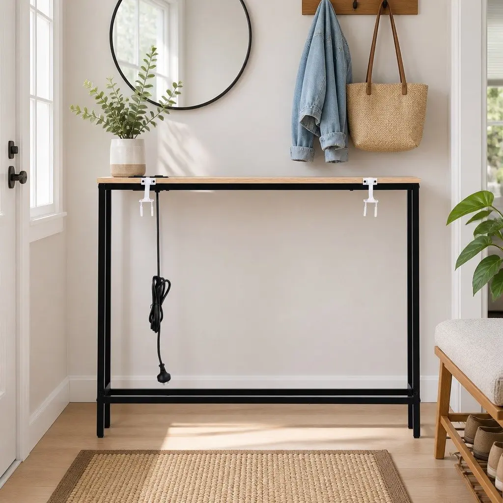 Console Table Charging Station 100cm x 15cm Black or Walnut