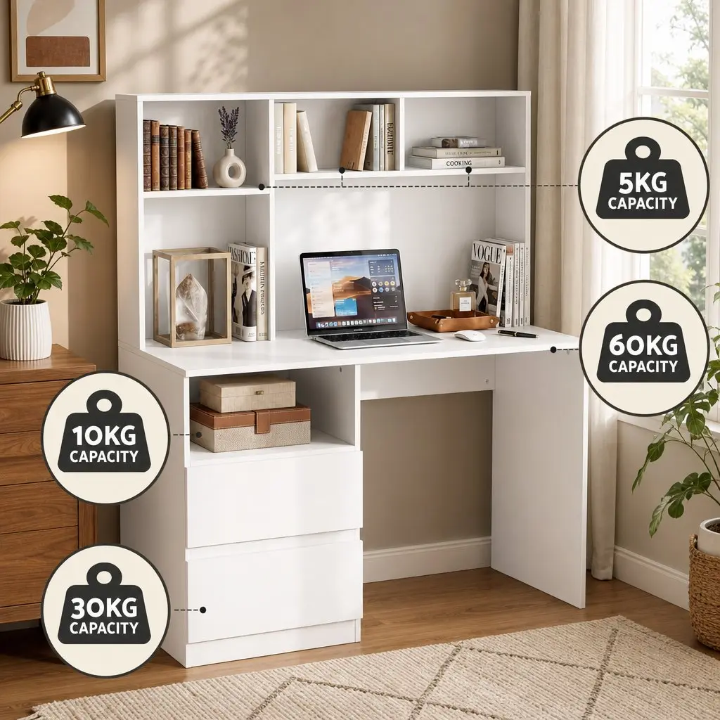 Computer Desk Office Study Table 120cm White