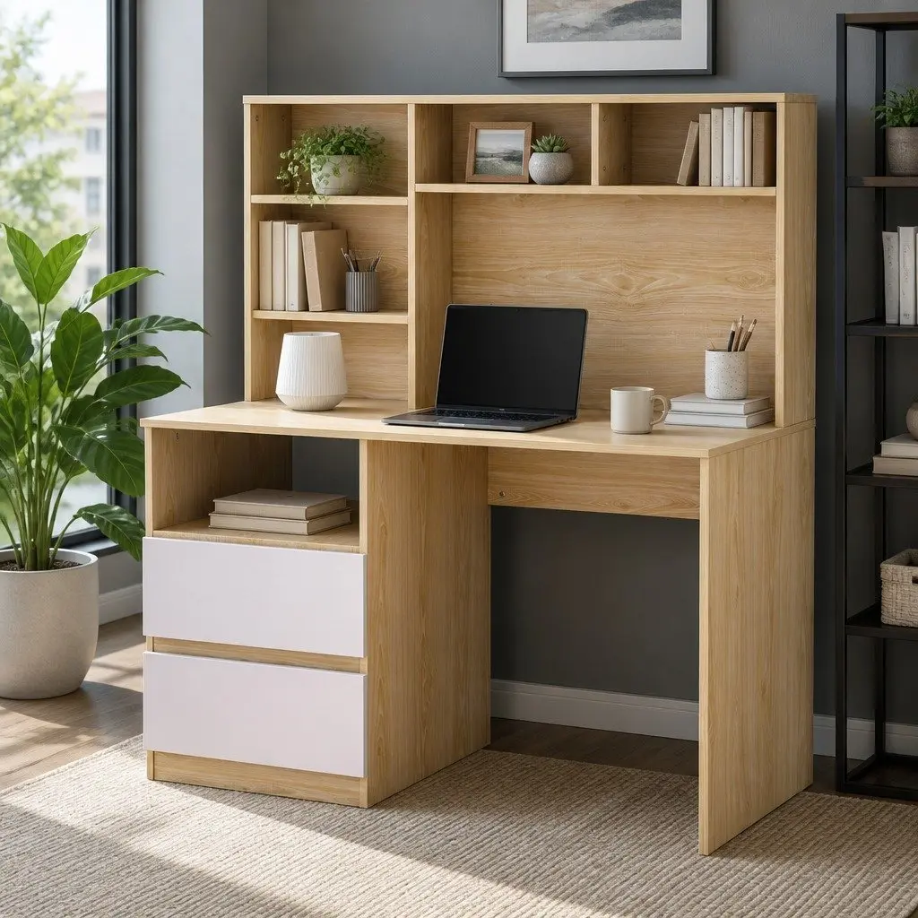 White Computer Desk with Ample Storage Space