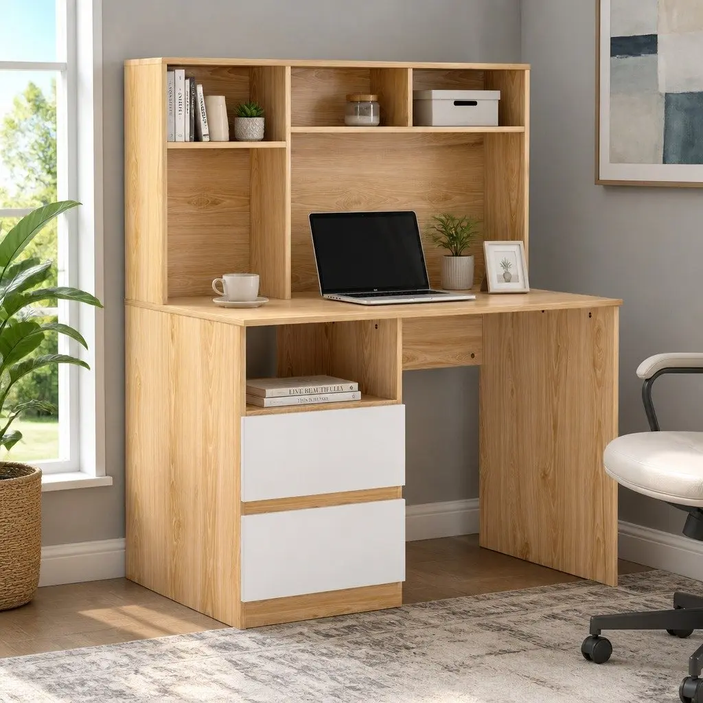 White Computer Desk with Ample Storage Space