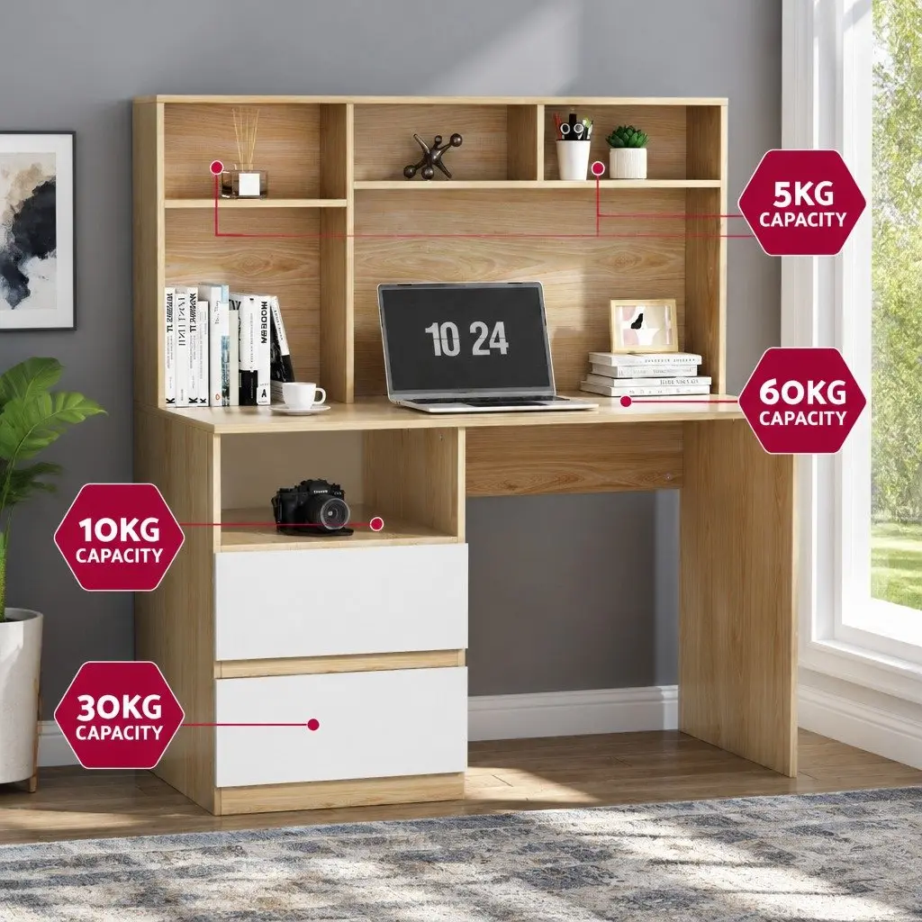 White Computer Desk with Ample Storage Space