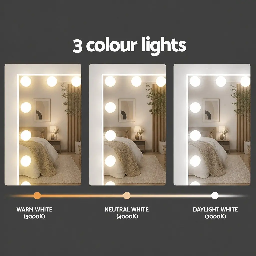 Dressing Table Makeup Vanity Set with LED Mirror and Stool White 89cm x 40cm x 136cm