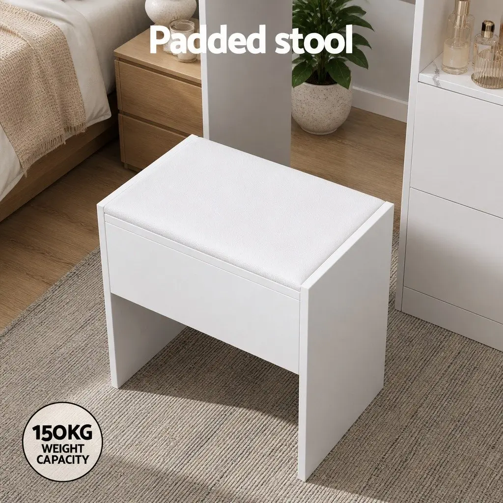 Dressing Table Makeup Vanity Set with LED Mirror and Stool White 89cm x 40cm x 136cm
