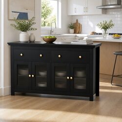 Reliable Black Buffet Sideboard with Storage and Safety