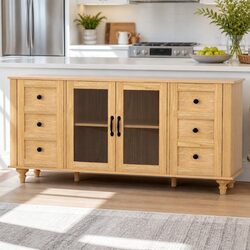 Buffet Sideboard Storage Cabinet Dining Room Cupboard 150CM Pine Faux Drawer