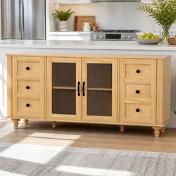 Buffet Sideboard Storage Cabinet Dining Room Cupboard 150CM Pine Faux Drawer