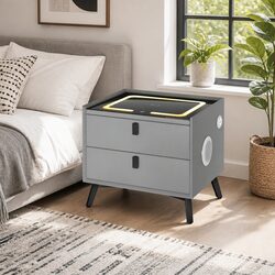 Smart Bedside Table with Convenient Charging & Speaker