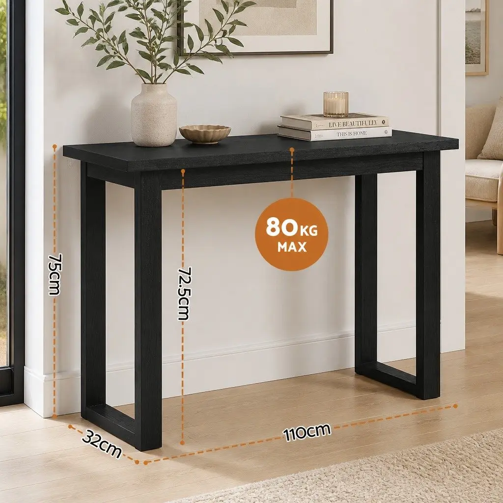 Console Table 110CM Black Minimalist Design Entryway Living Room Storage