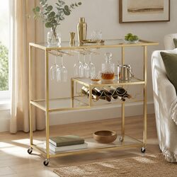 Warm and Practical Gold Bar Cart for Home Use