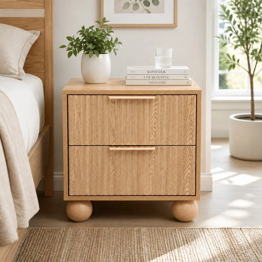 Pine Bedside Table with Ample Storage