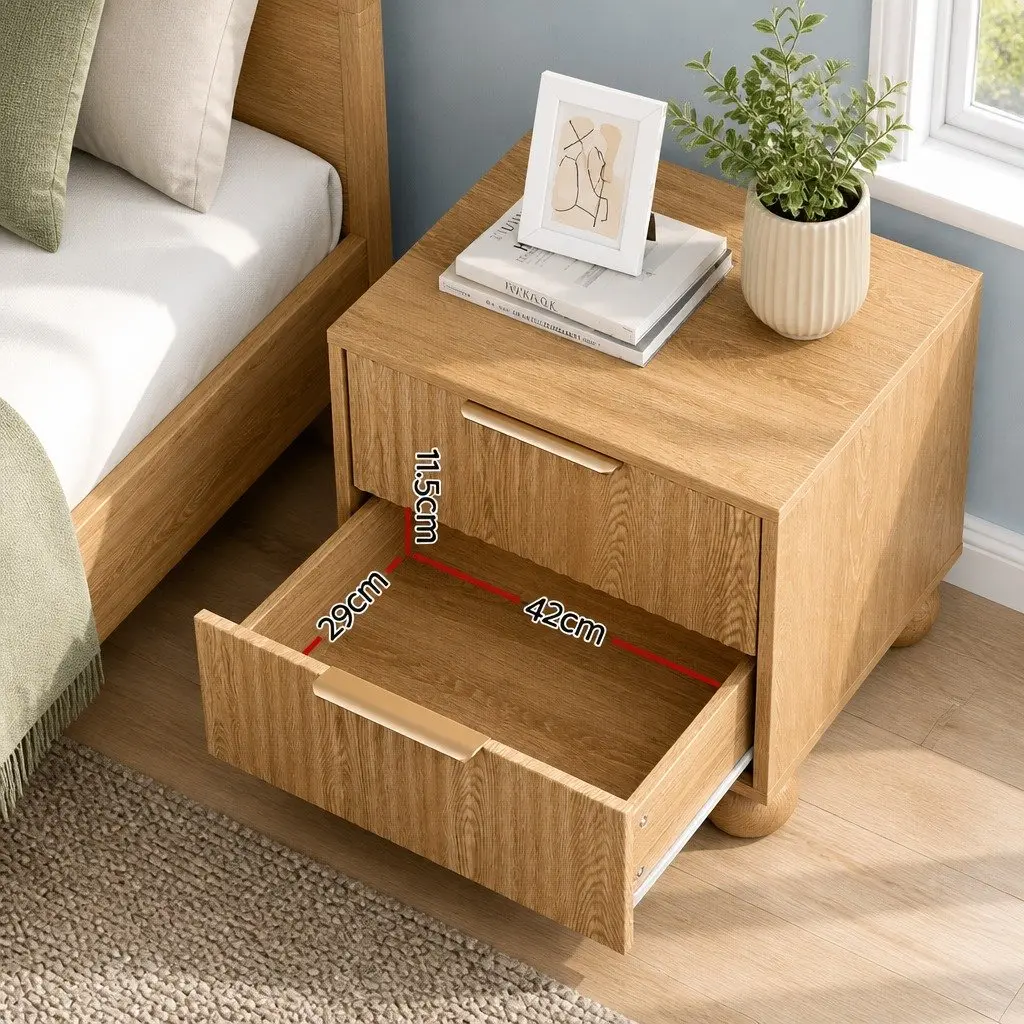Pine Bedside Table with Ample Storage