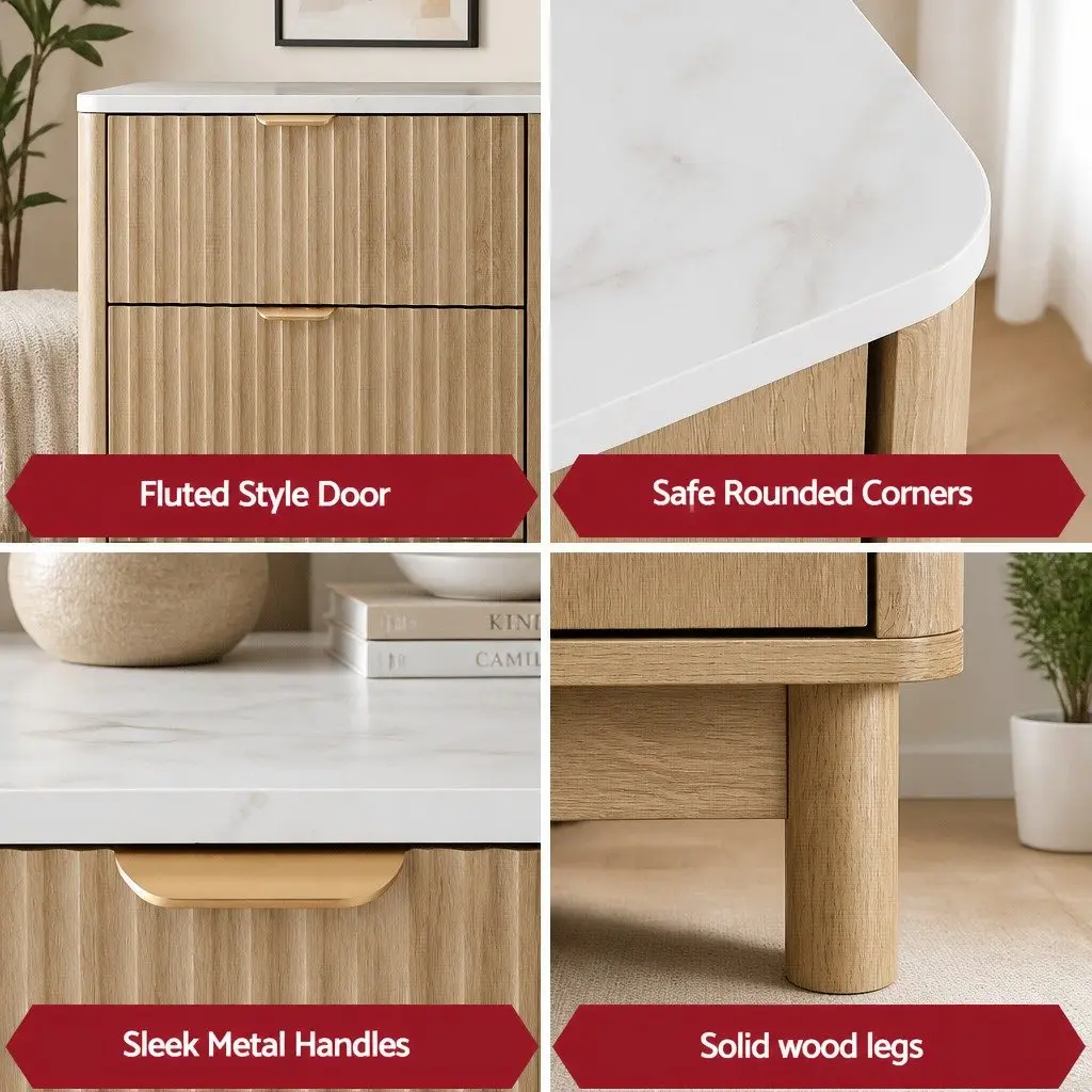 6 Drawer Chest of Drawers Storage Cabinet Pine Wooden Bedroom Furniture 120 x 40 x 75cm