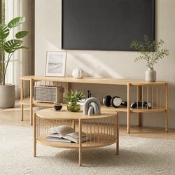 TV Unit and Coffee Table Set Storage Furniture Pine Living Room Entertainment
