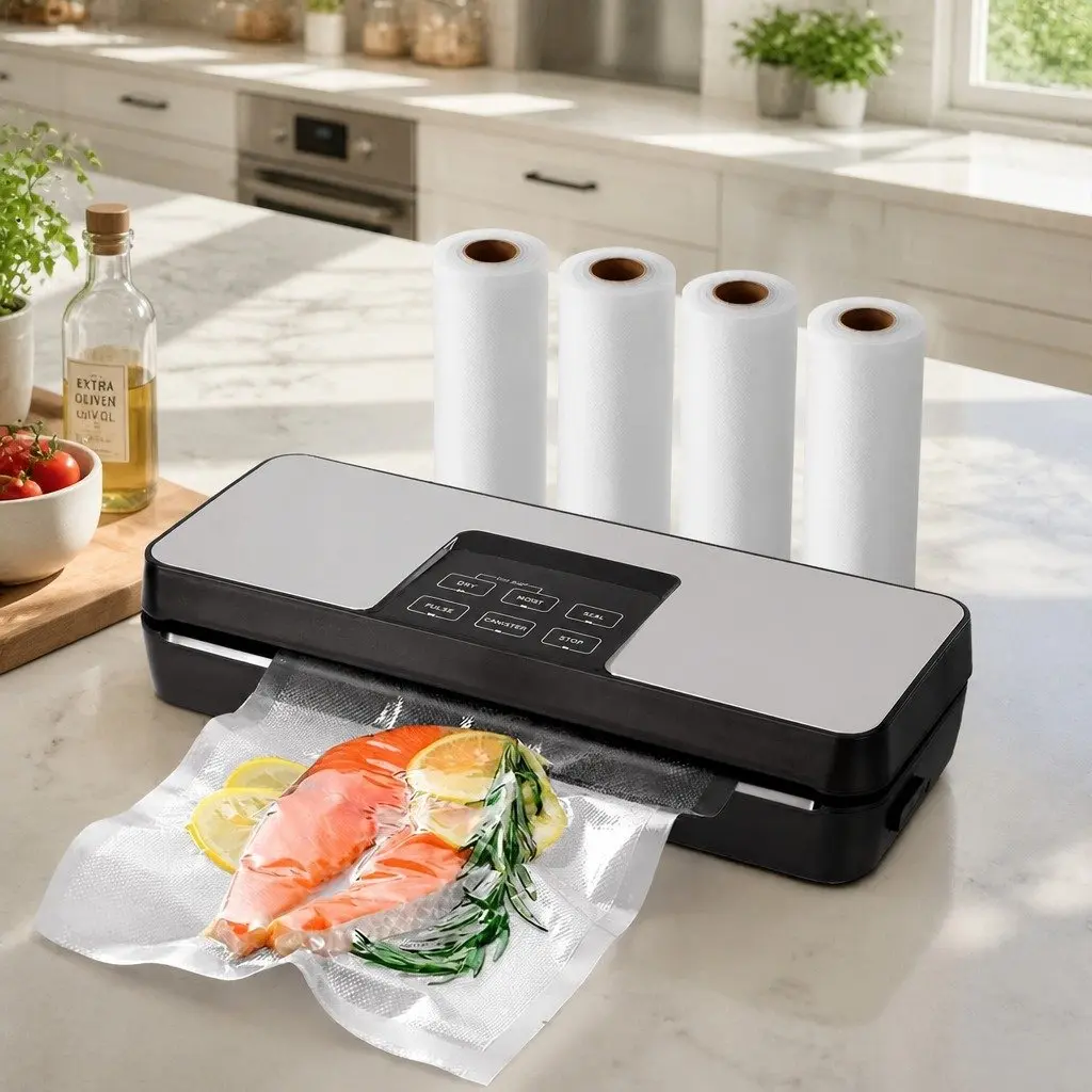 Food Vacuum Sealer Machine Automatic Seal 5 Modes 370mm Silver and Black