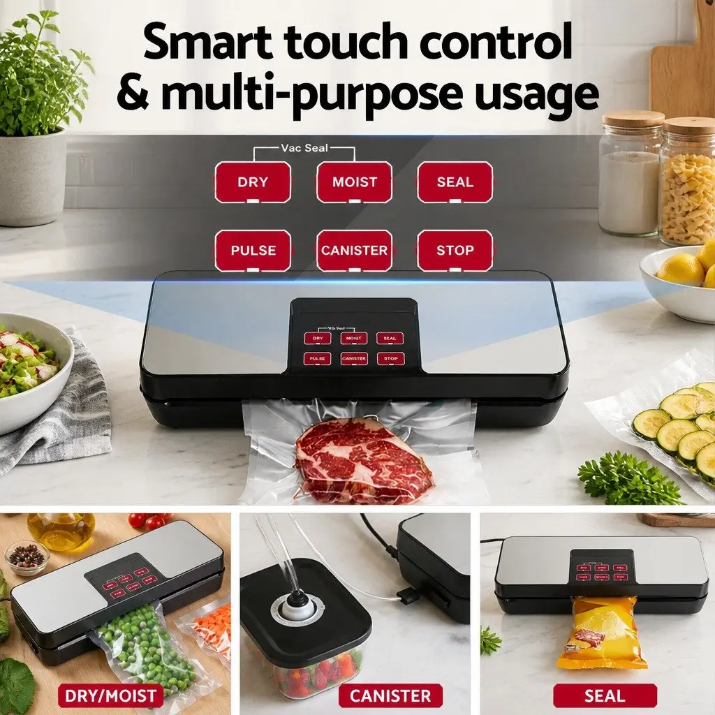 Food Vacuum Sealer Machine Automatic Seal 5 Modes 370mm Silver and Black