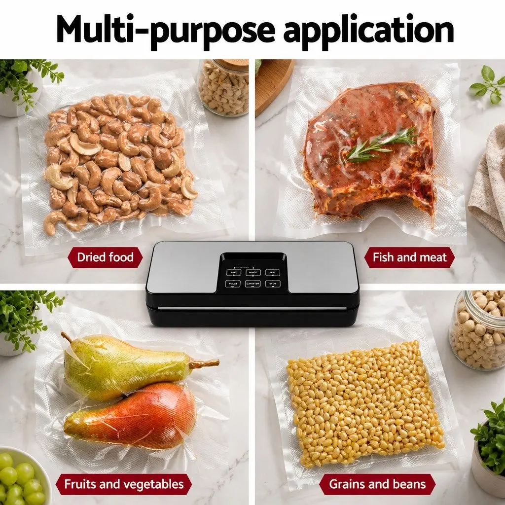 Food Vacuum Sealer Machine Automatic Seal 5 Modes 370mm Silver and Black