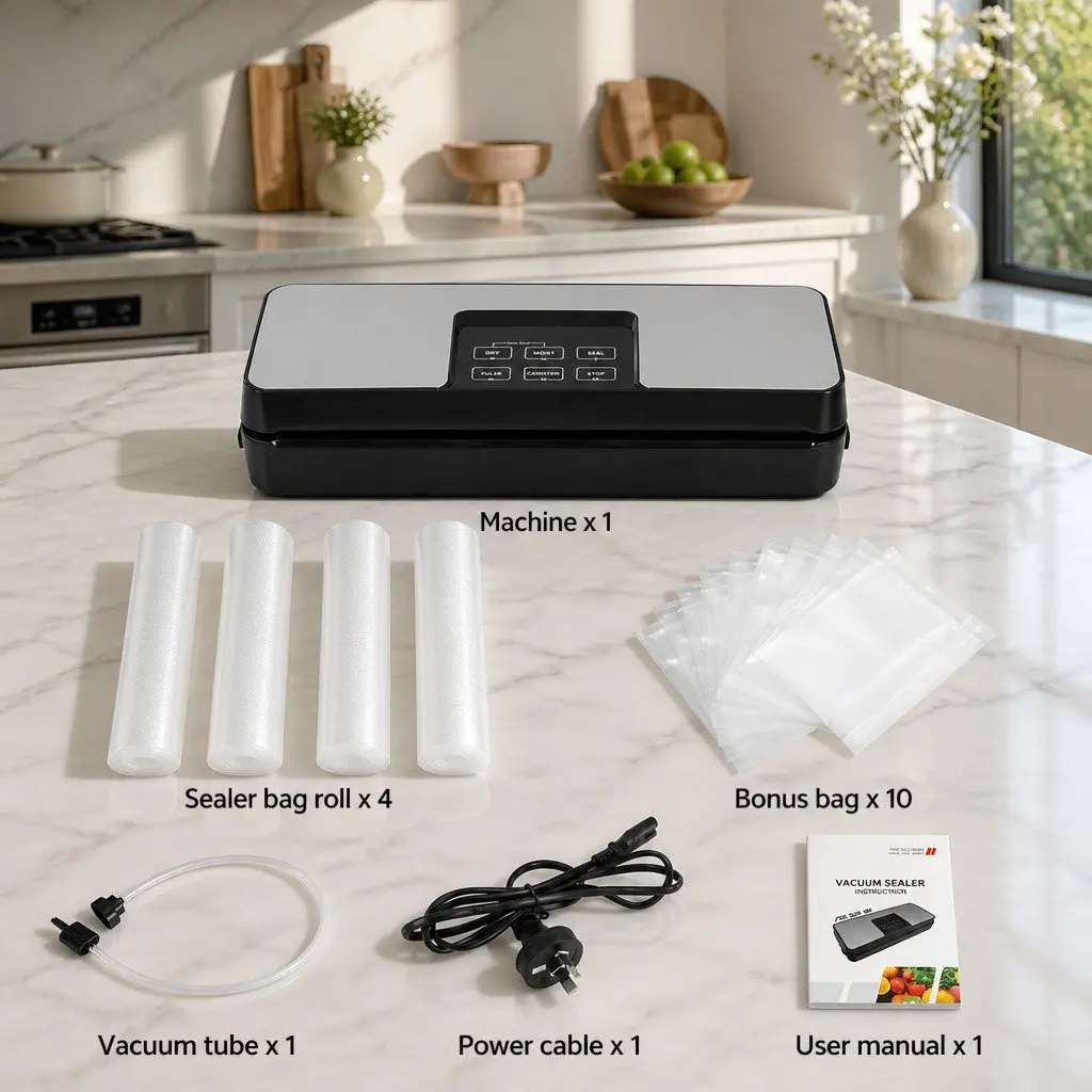 Food Vacuum Sealer Machine Automatic Sealing 28cm Silver and Black