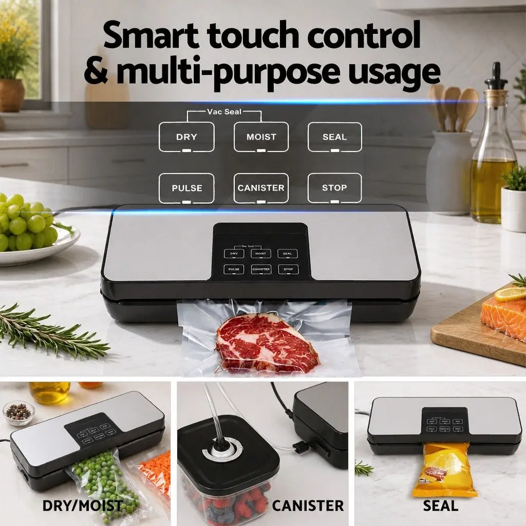 Food Vacuum Sealer Machine Automatic Sealing 28cm Silver and Black