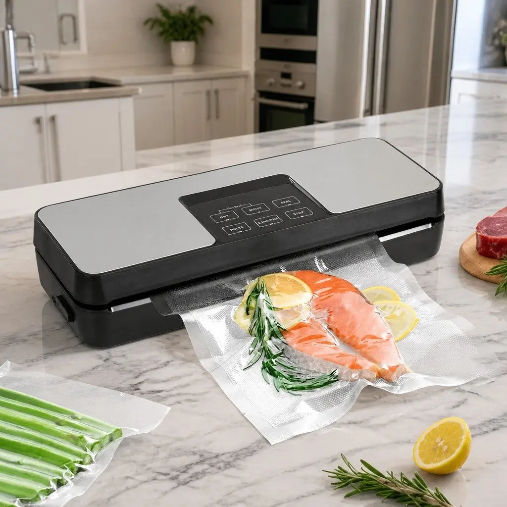 Food Vacuum Sealer Machine Touch Control 30cm Silver and Black