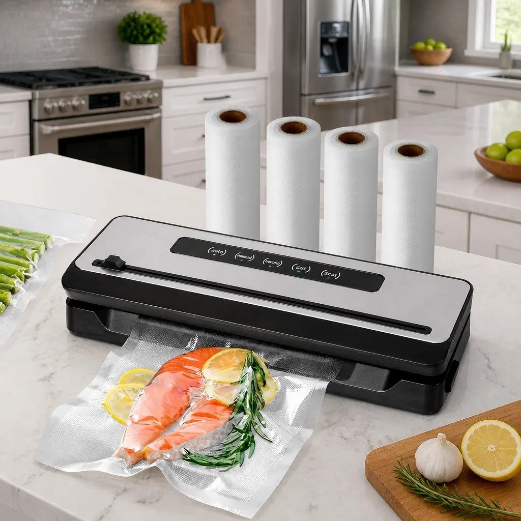 Food Vacuum Sealer Machine 110W Touch Control 32cm Silver Black