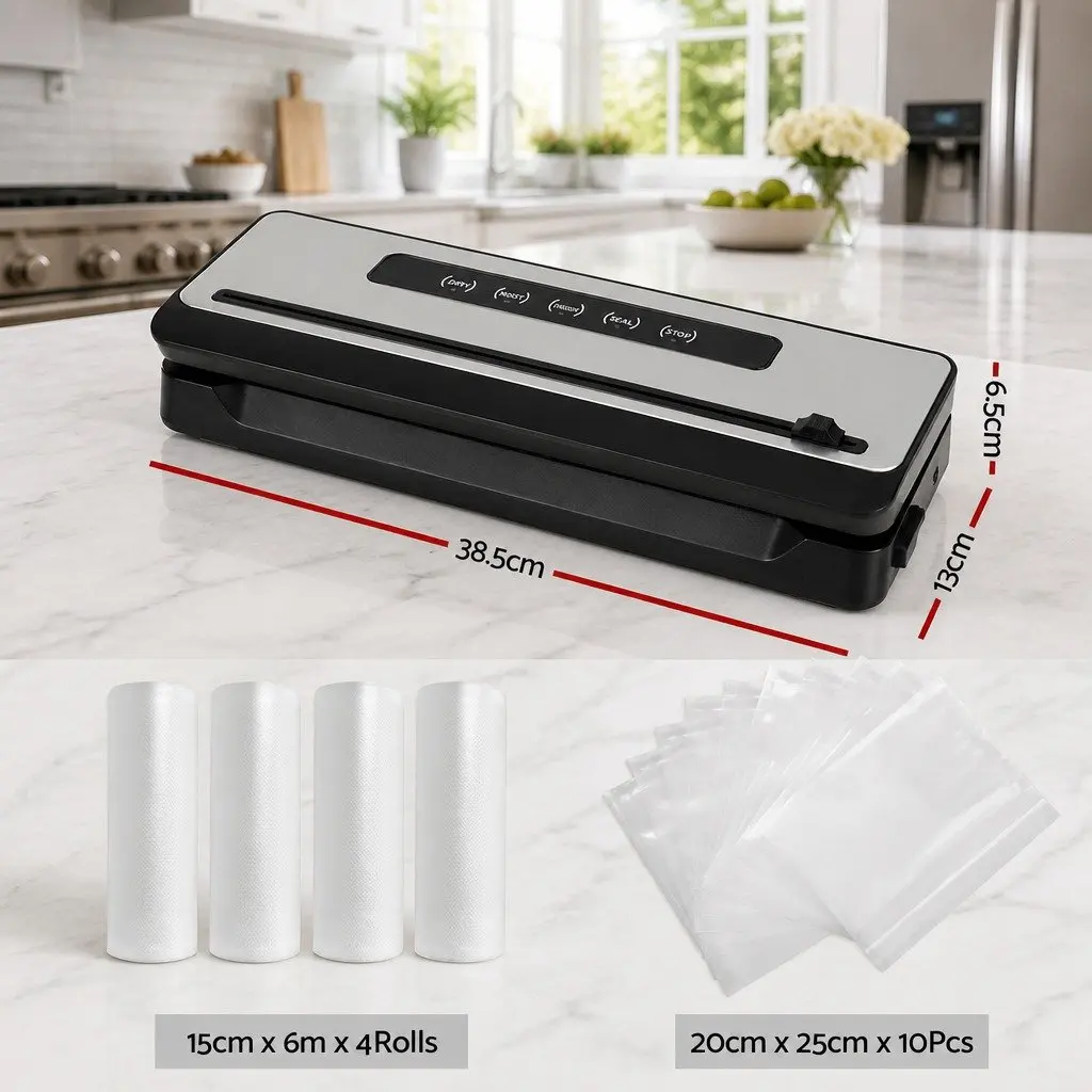 Food Vacuum Sealer Machine 110W Touch Control 32cm Silver Black