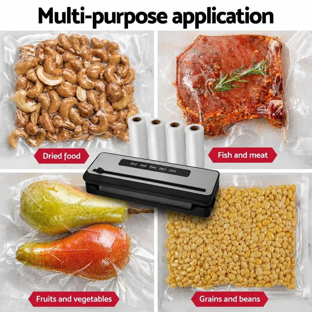 Food Vacuum Sealer Machine 110W Touch Control 32cm Silver Black