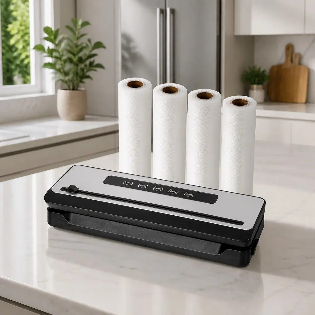 Food Vacuum Sealer Machine Touch Control 110W Silver and Black